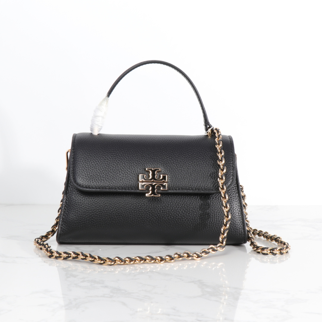Tory Burch 新款TB女包荔枝头层牛皮手提小方包 盒子包 2025百搭斜挎包气质手拎包 尺寸23×10.5×13