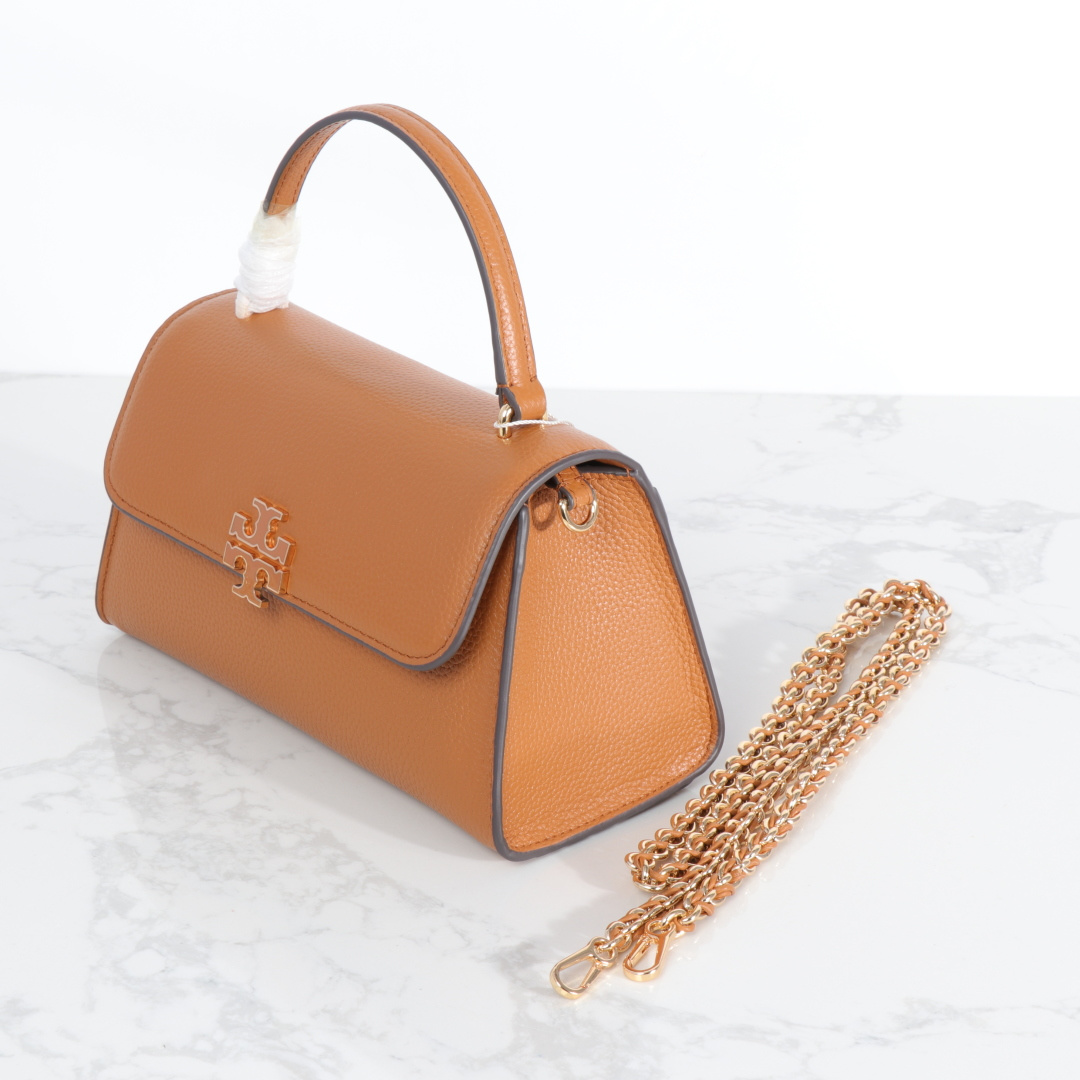 Tory Burch 新款TB女包荔枝头层牛皮手提小方包 盒子包 2025百搭斜挎包气质手拎包 尺寸23×10.5×13