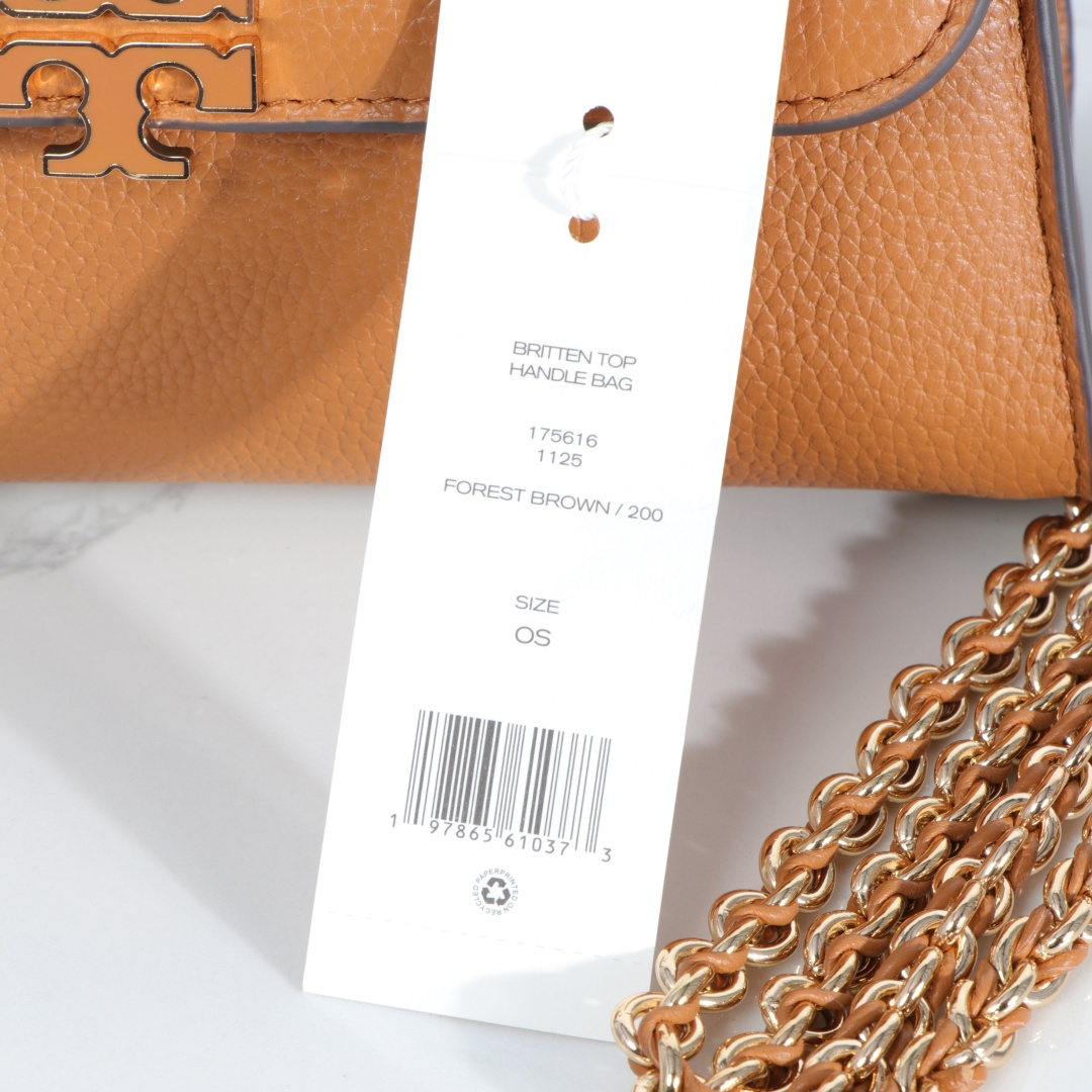 Tory Burch 新款TB女包荔枝头层牛皮手提小方包 盒子包 2025百搭斜挎包气质手拎包 尺寸23×10.5×13