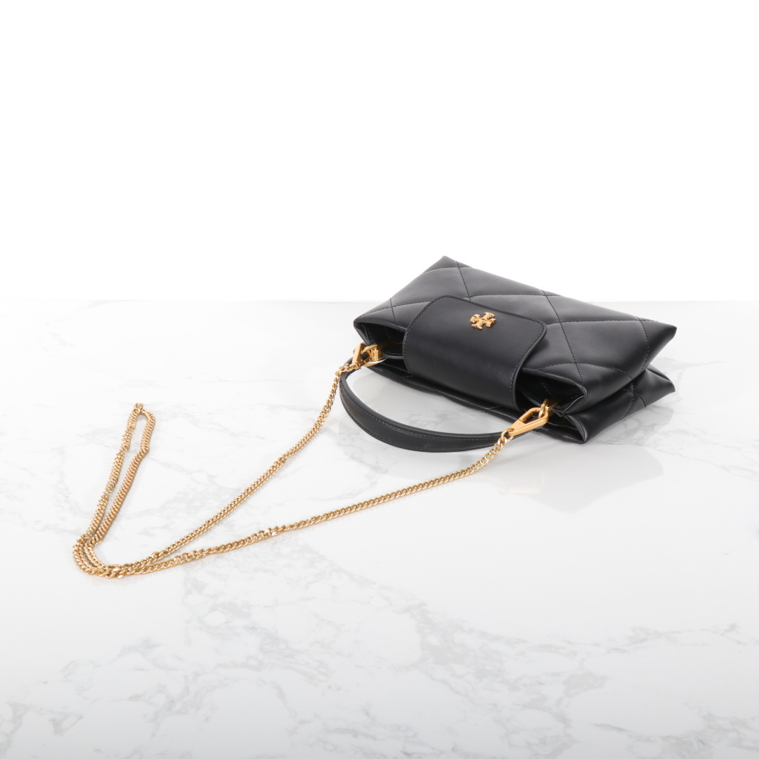 Tory Burch ～Tory Burch Kira 2025新款迷你手提云朵包 牛皮菱格戴妃包 手提斜挎链条包