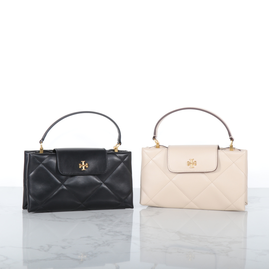 Tory Burch ～Tory Burch Kira 2025新款迷你手提云朵包 牛皮菱格戴妃包 手提斜挎链条包