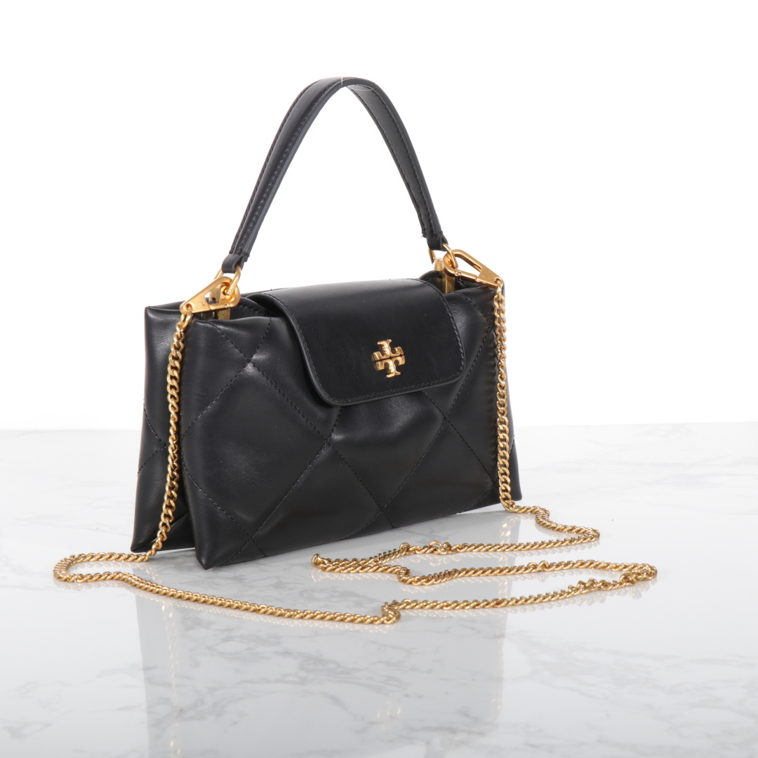 Tory Burch ～Tory Burch Kira 2025新款迷你手提云朵包 牛皮菱格戴妃包 手提斜挎链条包
