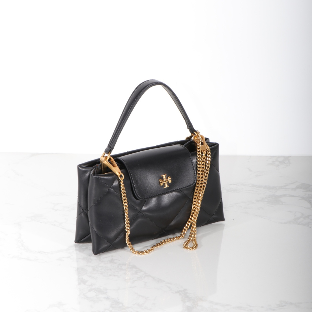 Tory Burch ～Tory Burch Kira 2025新款迷你手提云朵包 牛皮菱格戴妃包 手提斜挎链条包