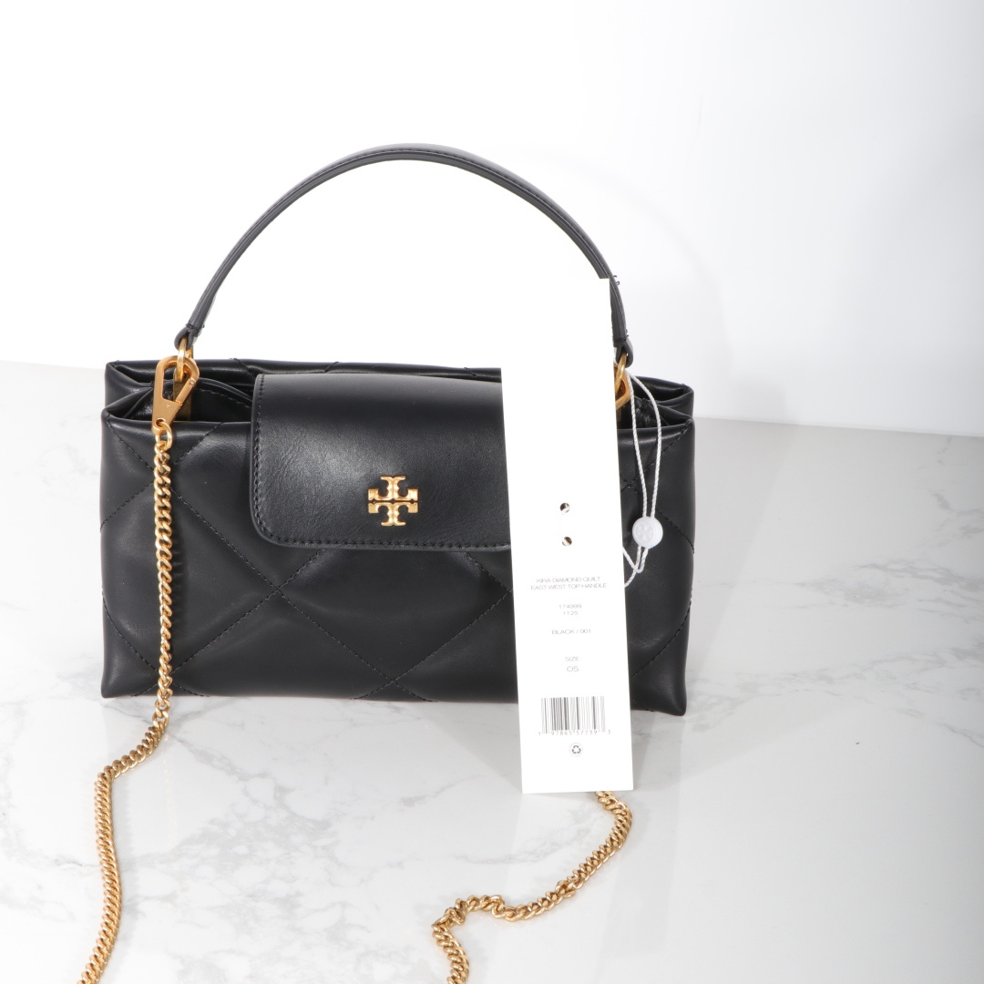 Tory Burch ～Tory Burch Kira 2025新款迷你手提云朵包 牛皮菱格戴妃包 手提斜挎链条包