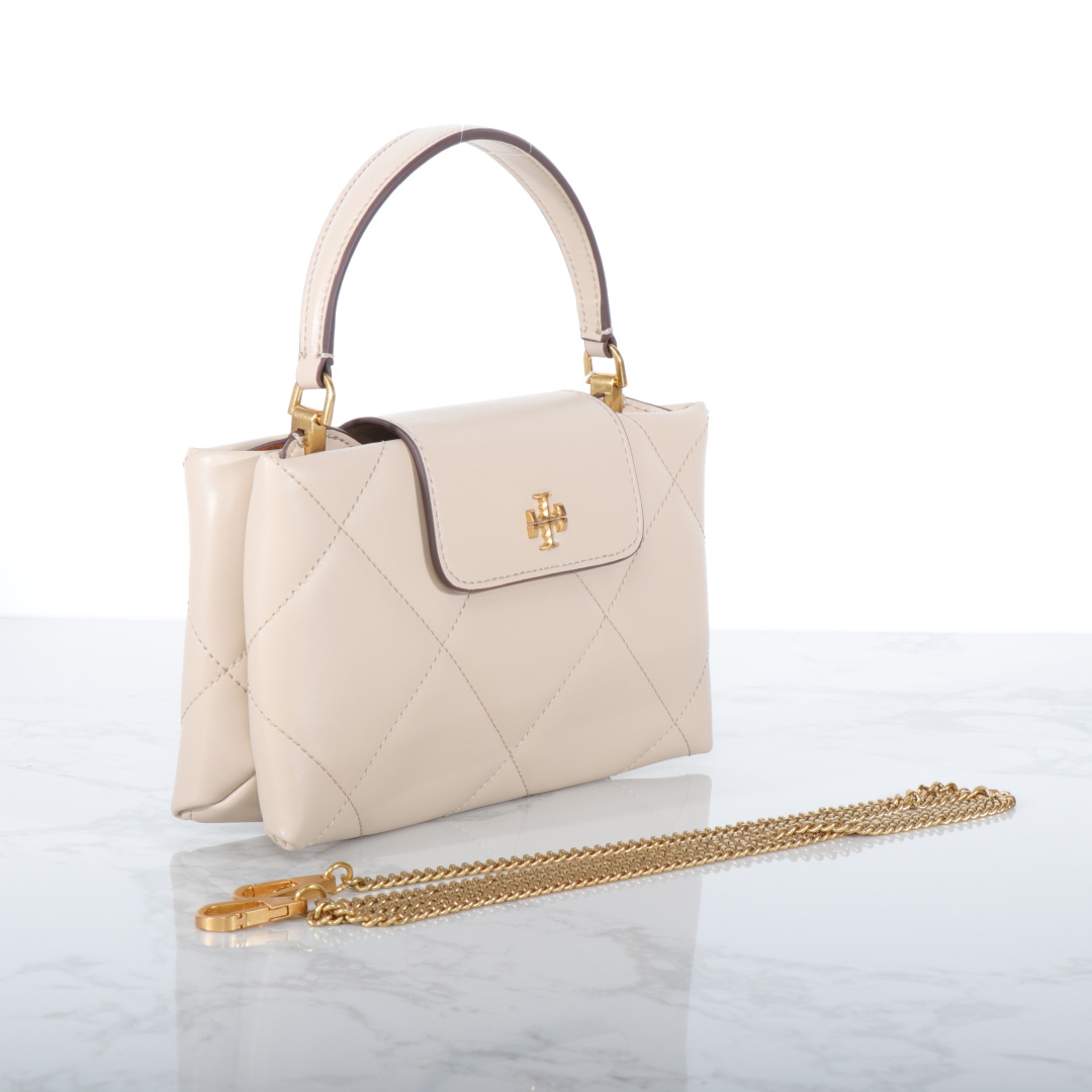 Tory Burch ～Tory Burch Kira 2025新款迷你手提云朵包 牛皮菱格戴妃包 手提斜挎链条包