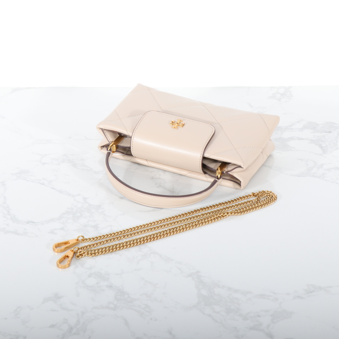 Tory Burch ～Tory Burch Kira 2025新款迷你手提云朵包 牛皮菱格戴妃包 手提斜挎链条包