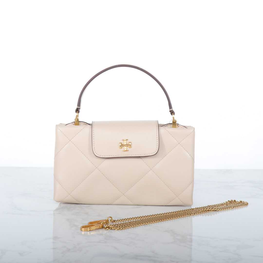Tory Burch ～Tory Burch Kira 2025新款迷你手提云朵包 牛皮菱格戴妃包 手提斜挎链条包