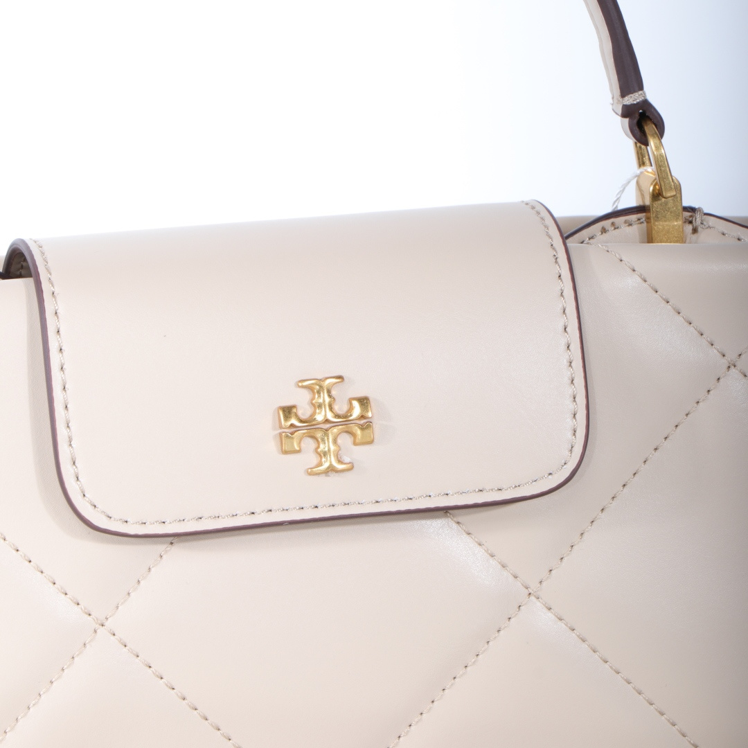 Tory Burch ～Tory Burch Kira 2025新款迷你手提云朵包 牛皮菱格戴妃包 手提斜挎链条包