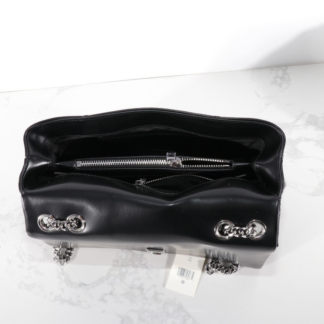 Tory Burch 大号黑色 新款 TB 大号 154704 小号 154706 最新款牛皮 云朵包 银色五金链条肩带背包 多功能使用 女士挎包 头层牛皮 可 单肩 可斜挎 超