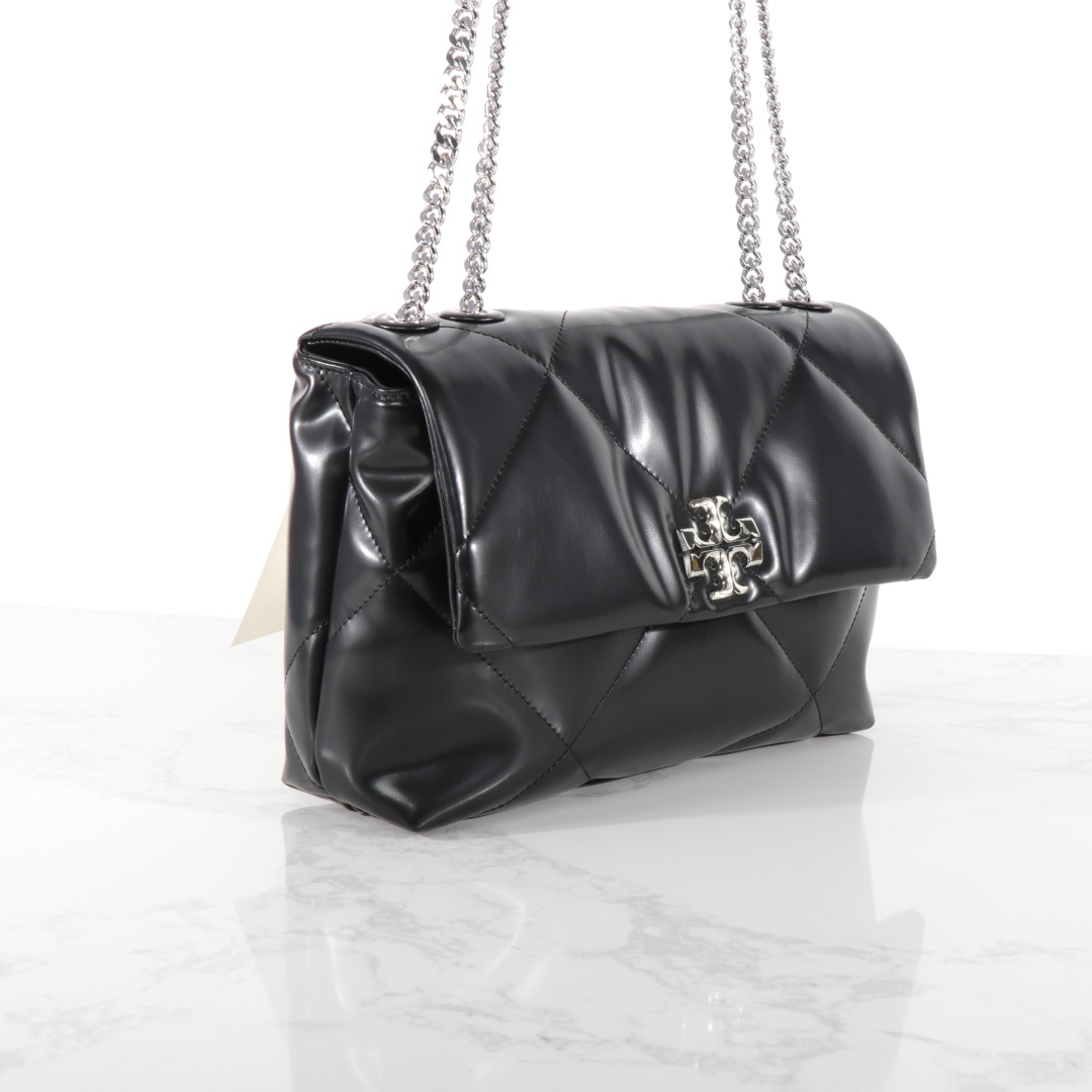 Tory Burch 大号黑色 新款 TB 大号 154704 小号 154706 最新款牛皮 云朵包 银色五金链条肩带背包 多功能使用 女士挎包 头层牛皮 可 单肩 可斜挎 超