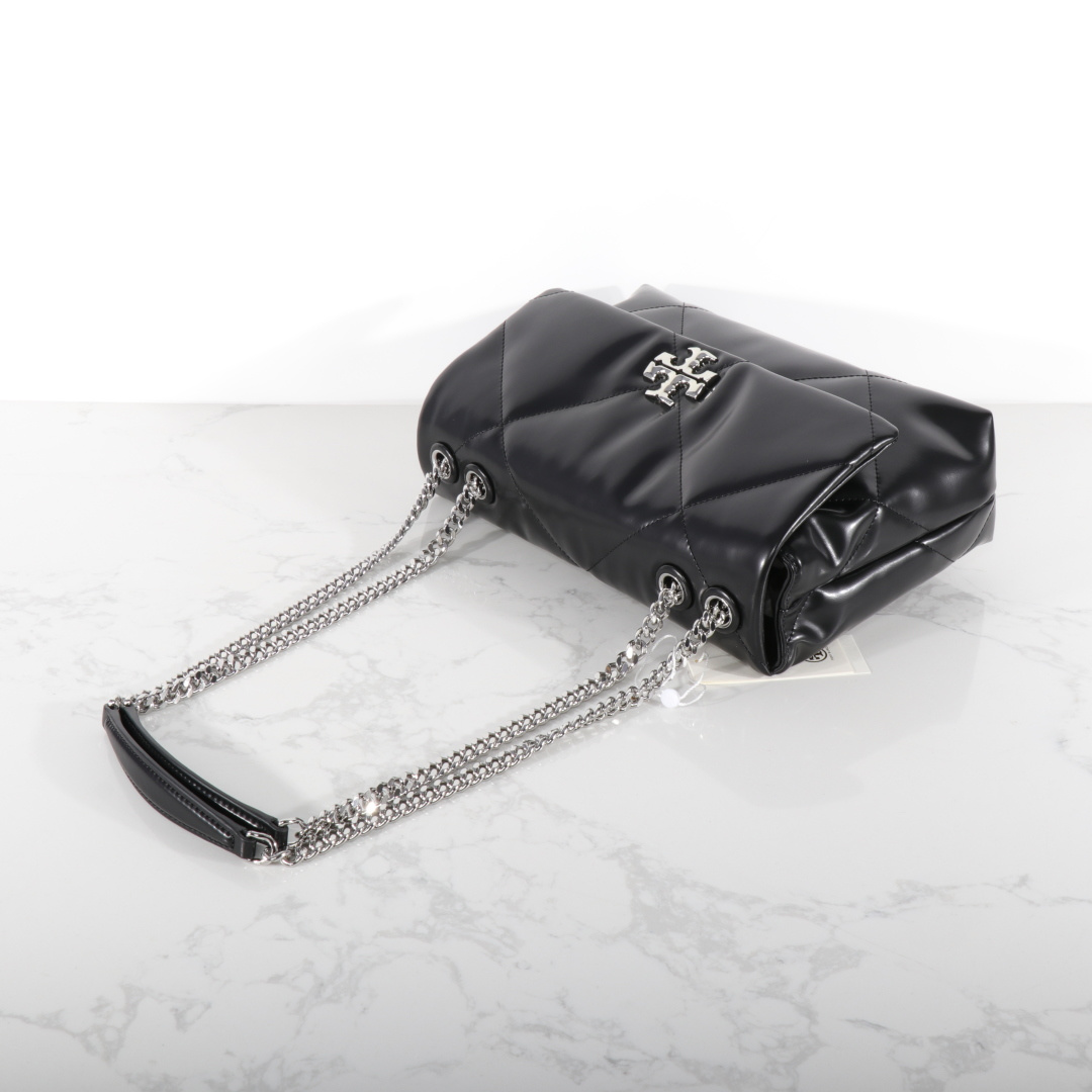 Tory Burch 大号黑色 新款 TB 大号 154704 小号 154706 最新款牛皮 云朵包 银色五金链条肩带背包 多功能使用 女士挎包 头层牛皮 可 单肩 可斜挎 超