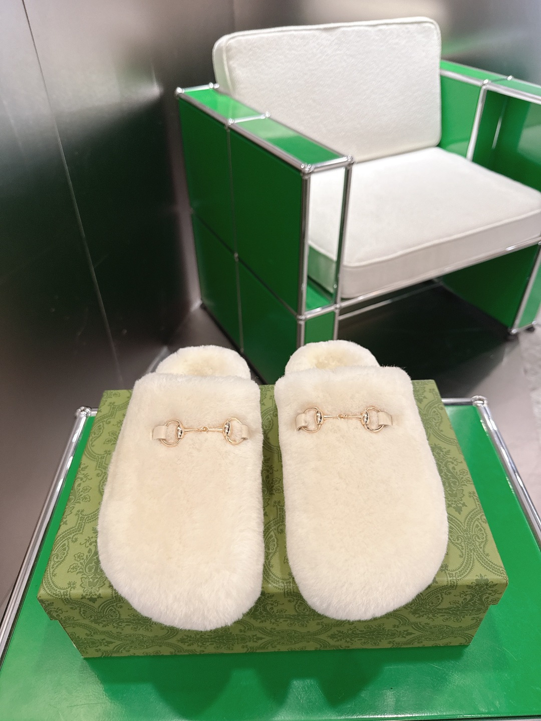 Gucci 古驰马衔扣包头毛毛拖 ‼