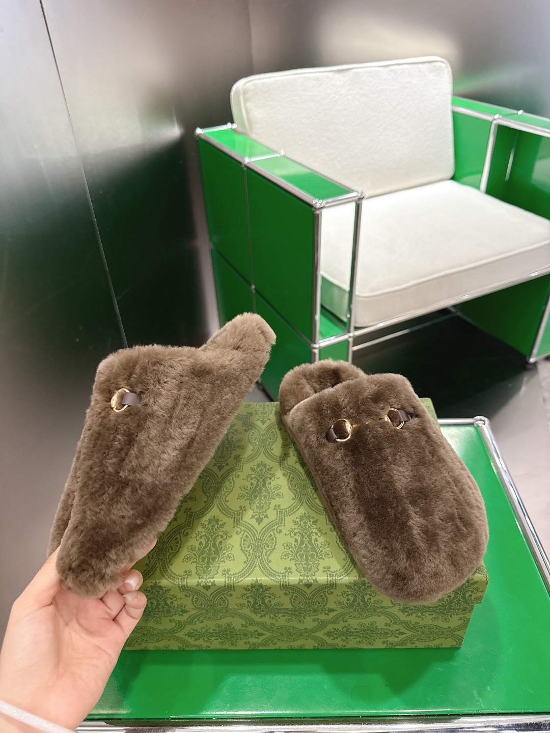 Gucci 古驰马衔扣包头毛毛拖 ‼
