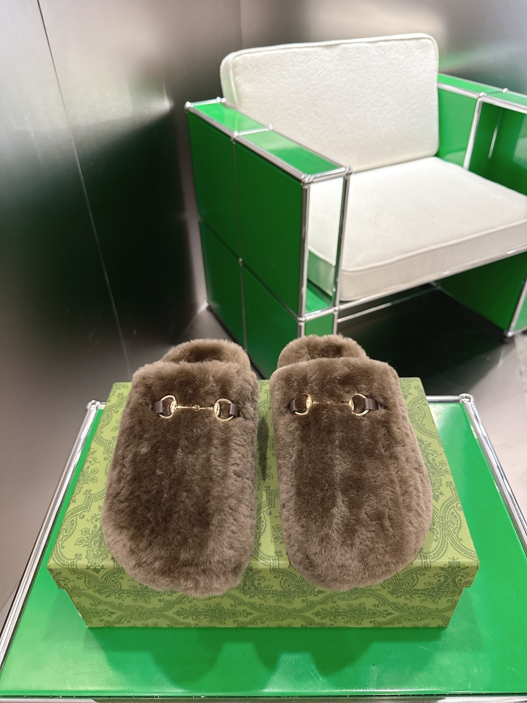 Gucci 古驰马衔扣包头毛毛拖 ‼