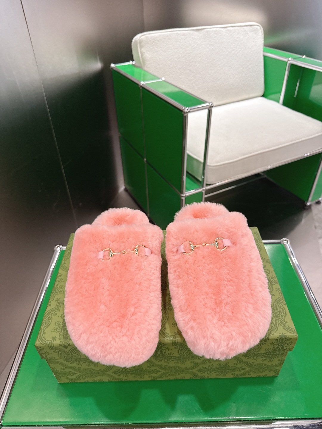 Gucci 古驰马衔扣包头毛毛拖 ‼