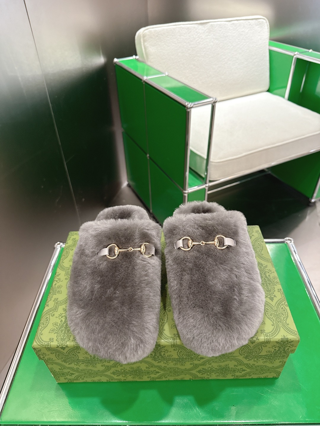 Gucci 古驰马衔扣包头毛毛拖 ‼