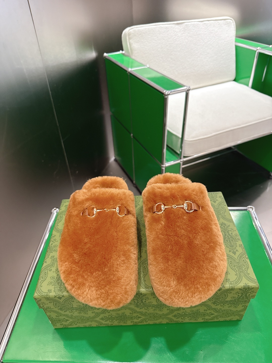 Gucci 古驰马衔扣包头毛毛拖 ‼