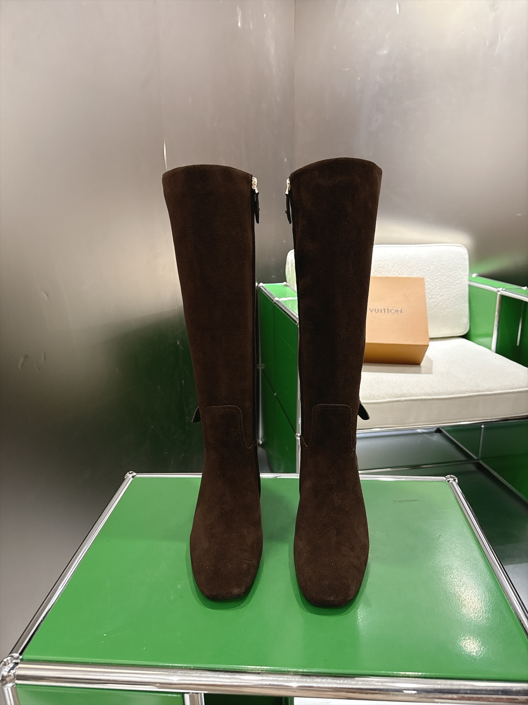 Louis Vuitton Dark Brown Tall Zip Boots