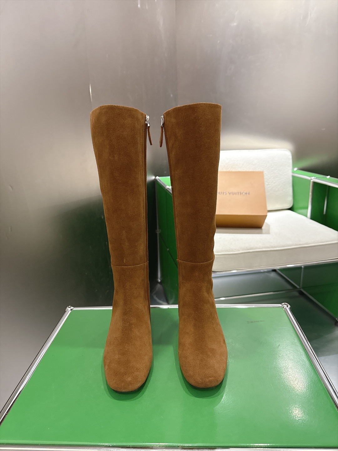 Louis Vuitton Tan Tall Zip Boots