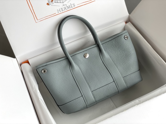 Hermès Garden Party Mini Bag in Blue Togo Leather, Palladium Hardware 1 Hermès Garden Party Mini Bag in Blue Togo Leather, Palladium Hardware