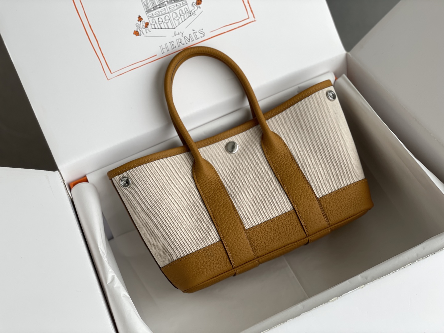 Hermès Garden Party Mini Tote Bag Versatile Beach Gold, 23*16*10cm 2 cmp i1744199338517 1359 0 0