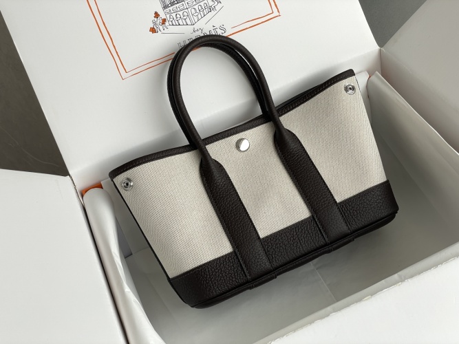 Hermès Garden Party Mini Bag - Ebony, Canvas & Togo Leather Tote