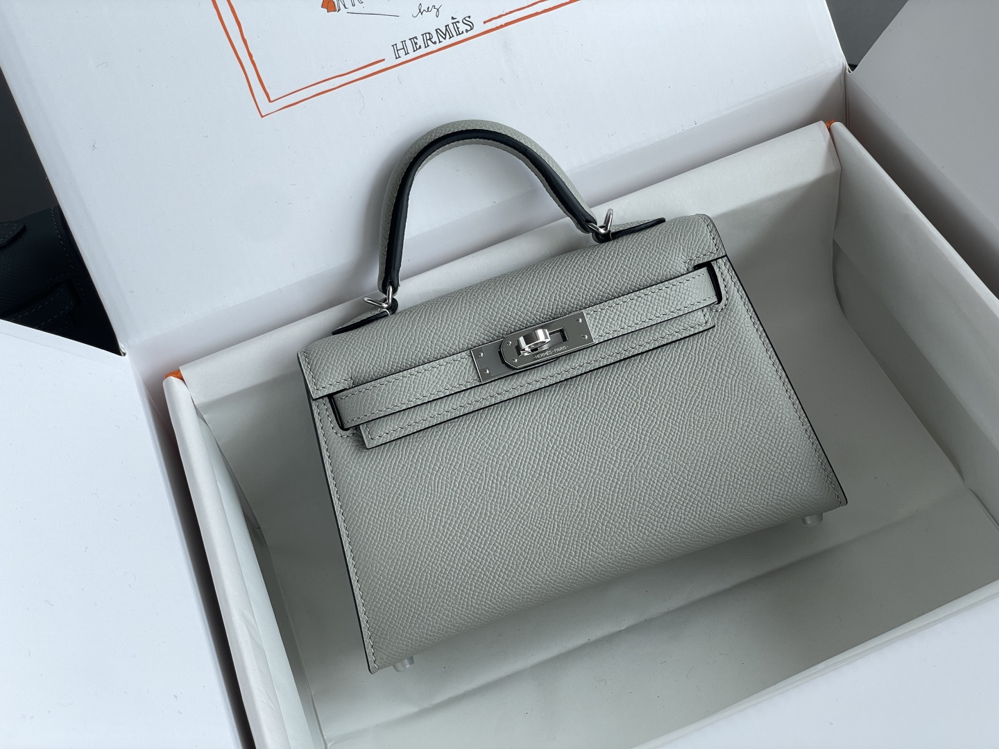Hermes Mini Kelly II Light Grey mini top handle everyday