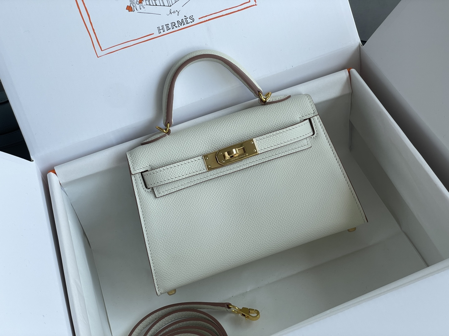 Hermes Kelly White mini crossbody everyday
