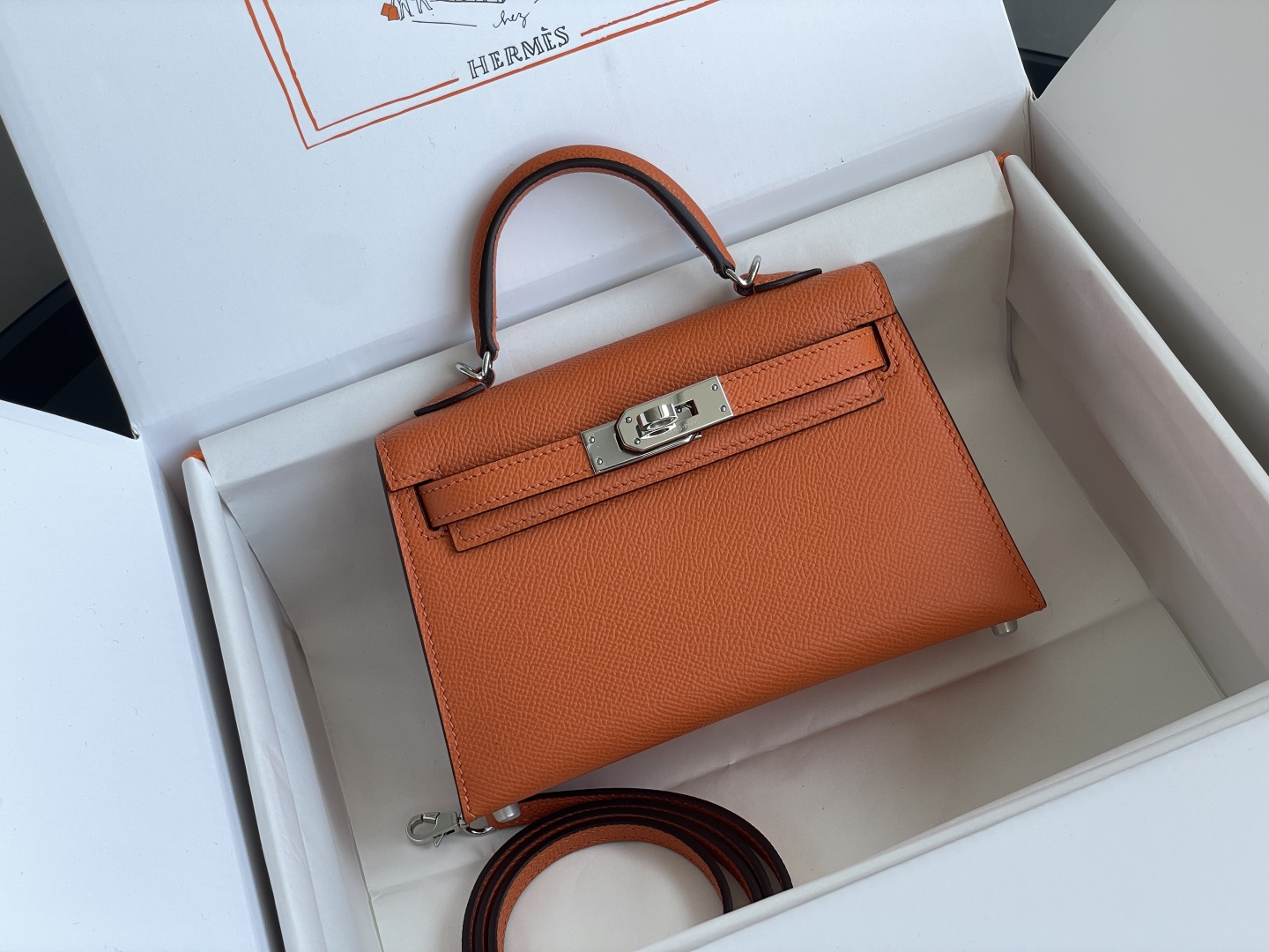 Hermes Mini Kelly II Orange mini crossbody everyday