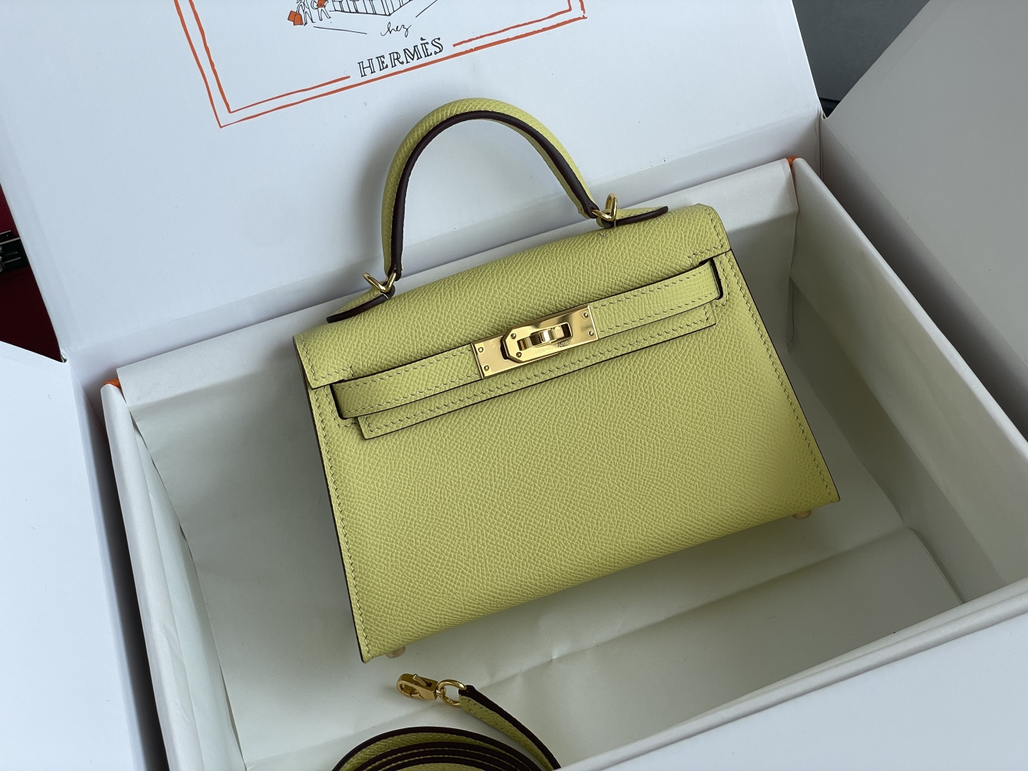 Hermes Mini Kelly II Pale yellow mini crossbody everyday