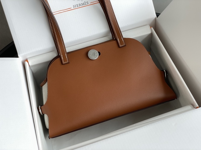 Hermès Tablier Sellier Gold Brown Hunter Leather & Canvas Tote Bag 1 Hermès Tablier Sellier Gold Brown Hunter Leather & Canvas Tote Bag