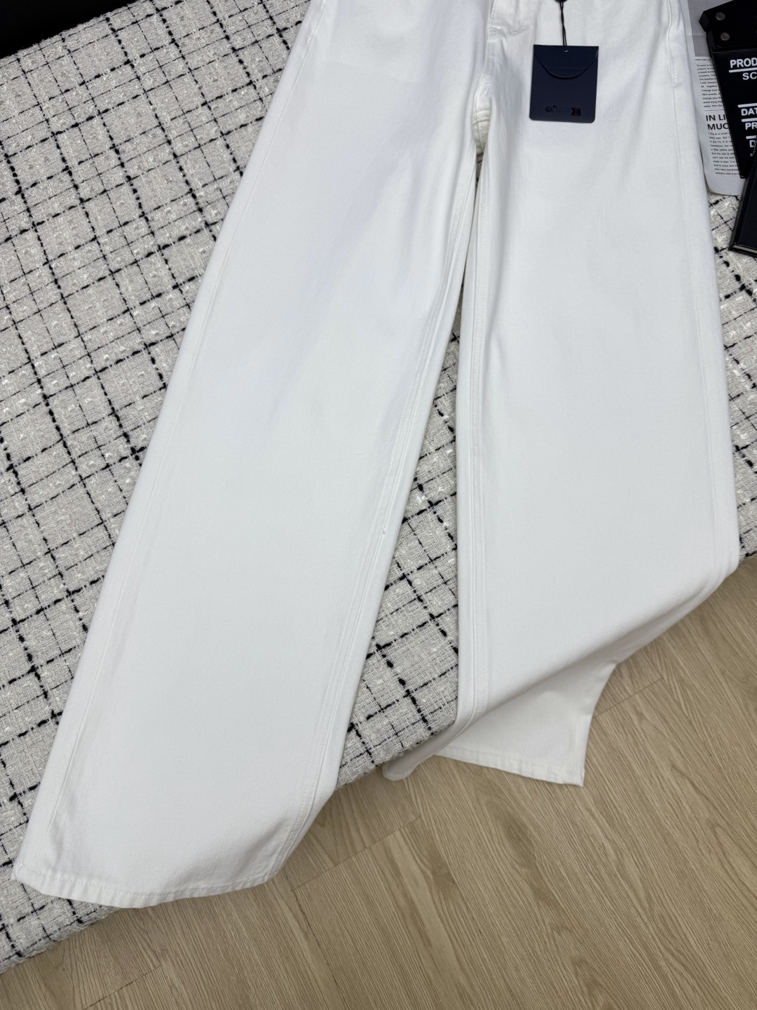 louis vuitton embossed logo wide leg jeans