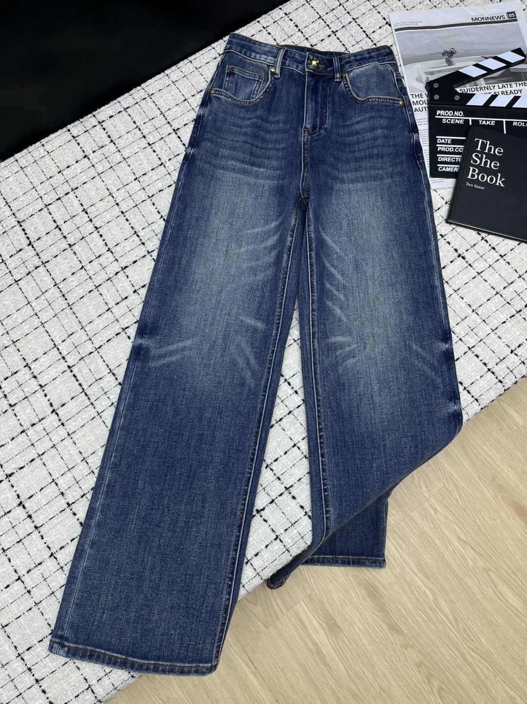 Celine Blue Embroidered Straight Jeans