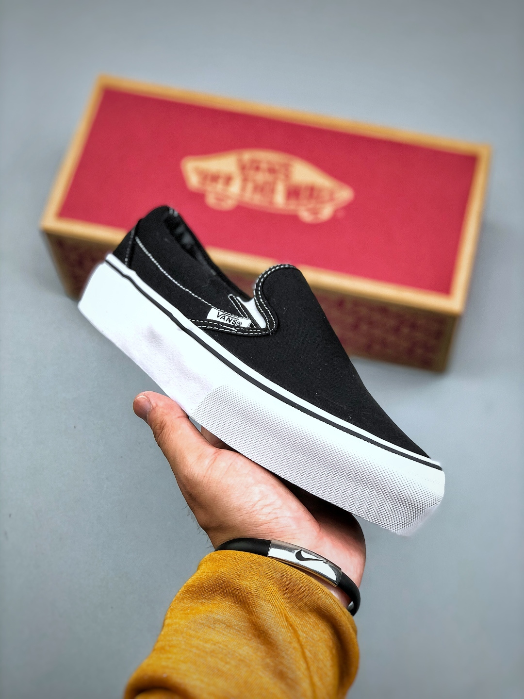 Vans Platform Slip-On Classic Black and White Casual Shoes for Women