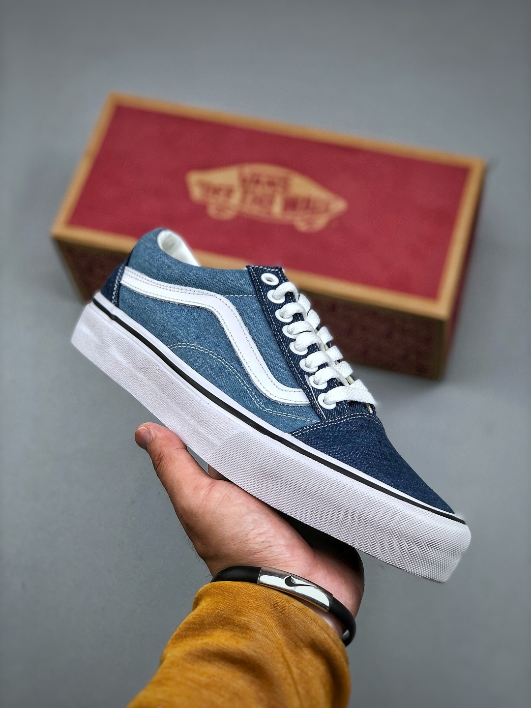 Vans Old Skool Low-Top Denim Blue Sneakers - Classic Style, Comfortable Fit