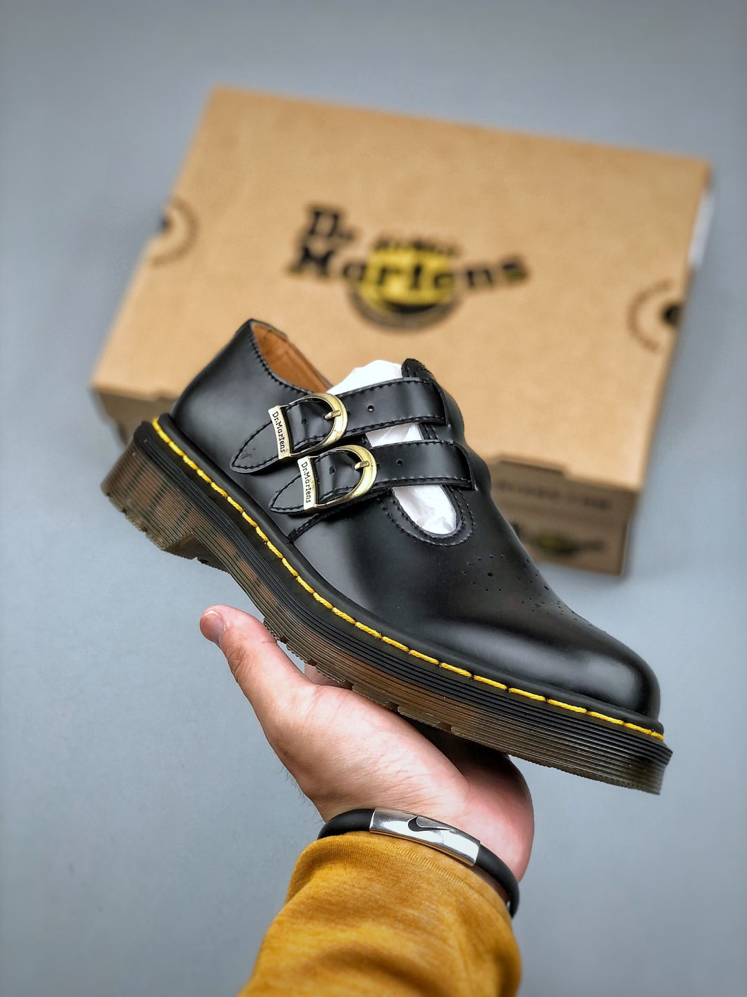 Dr. Martens Women's 8065 Mary Jane - Black Leather Upper, Durable Rubber Sole