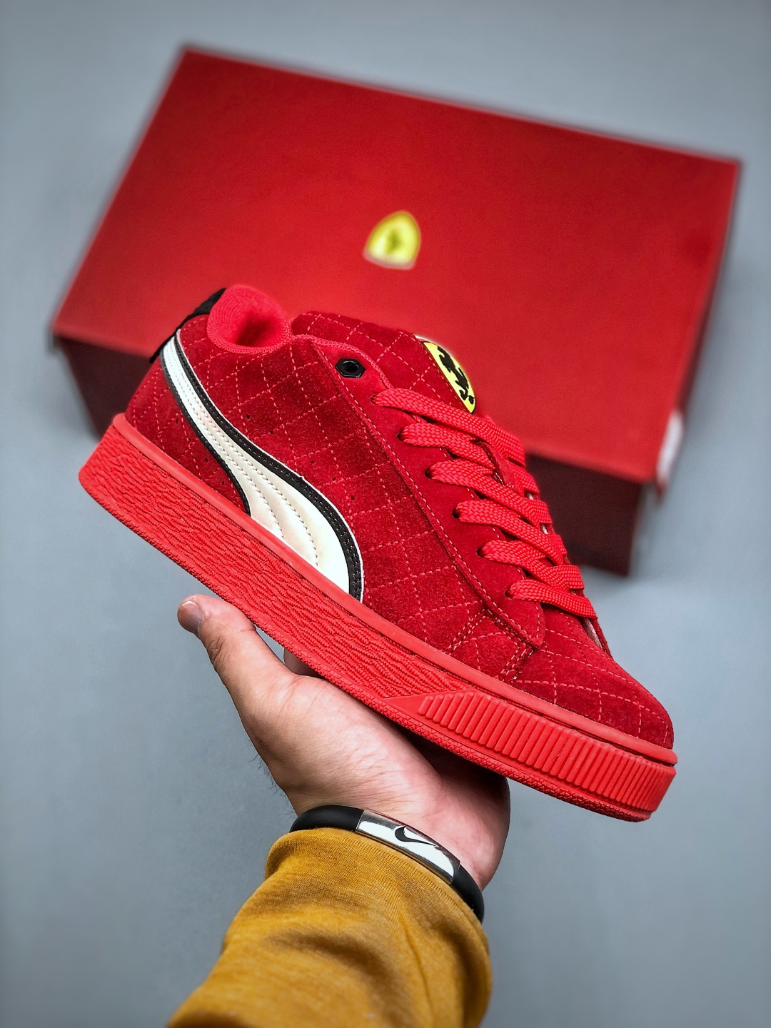 Puma Suede XL Ferrari Red Low-Top Sneakers - Retro Style, Durable, and Slip-Resistant