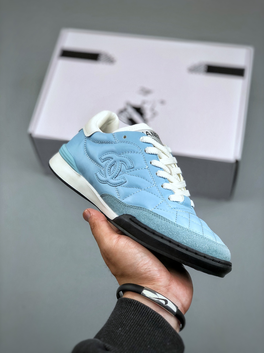 Chanel Women's Light Blue Leather Lace-Up Sneakers, Size 35-39 2 cmp i1745962010546 8720 0 0