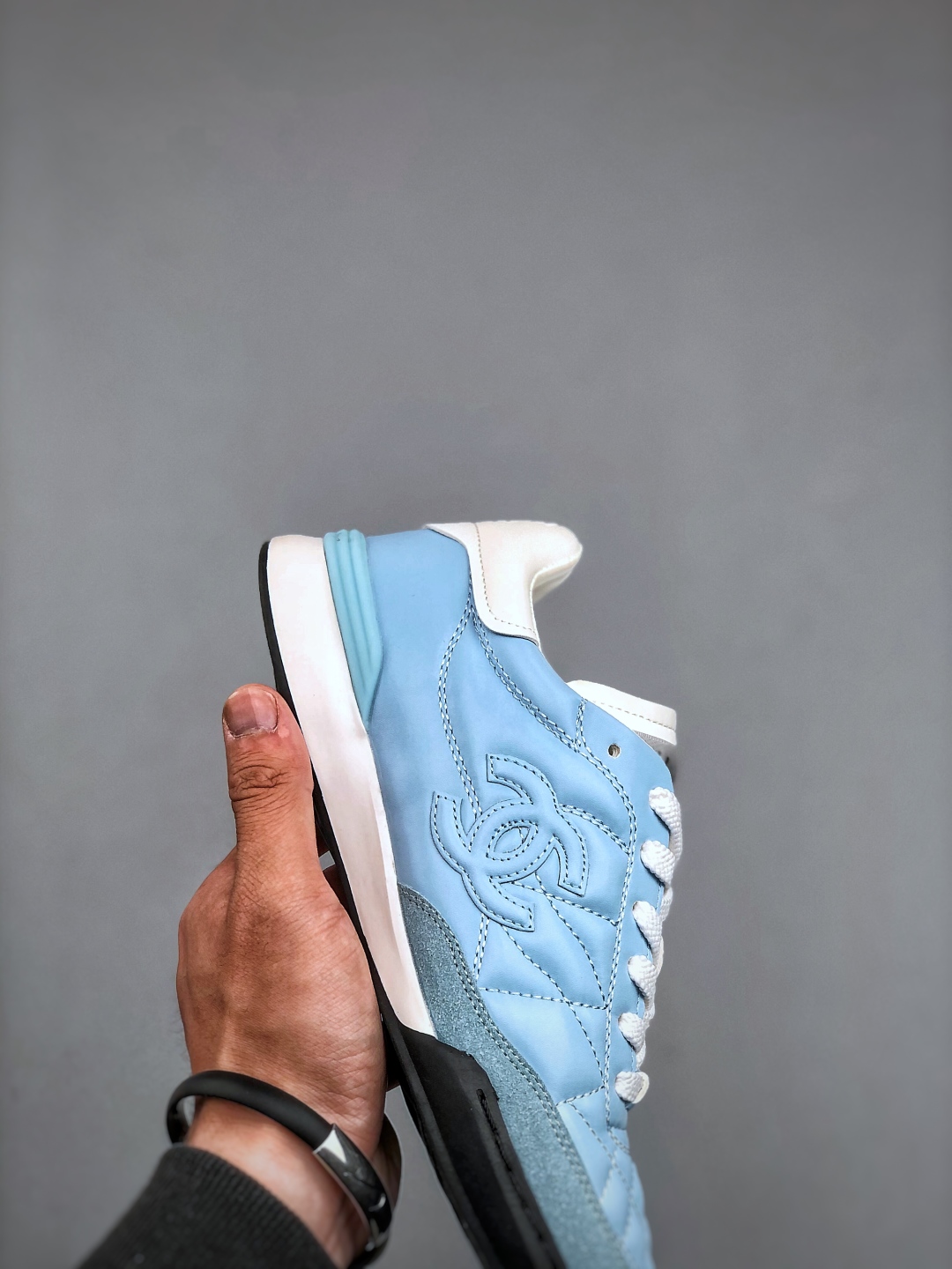 Chanel Women's Light Blue Leather Lace-Up Sneakers, Size 35-39 7 cmp i1745962012172 4378 0 5