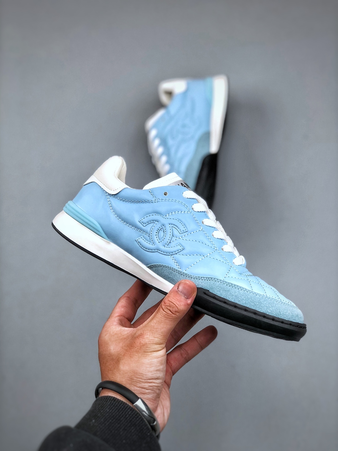 Chanel Women's Light Blue Leather Lace-Up Sneakers, Size 35-39 5 cmp i1745962012185 4923 0 3