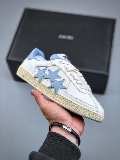 AMIRI New Couple Sports Sneakers with Bone Woven Pattern in Genuine Leather