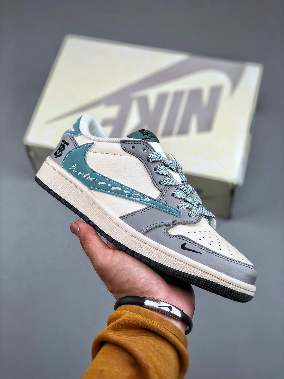 Travis Scott x Burberry Air Jordan 1 Low Grey Blue Reverse Swoosh Sneakers 2 cmp i1746565025339 4546 0 0
