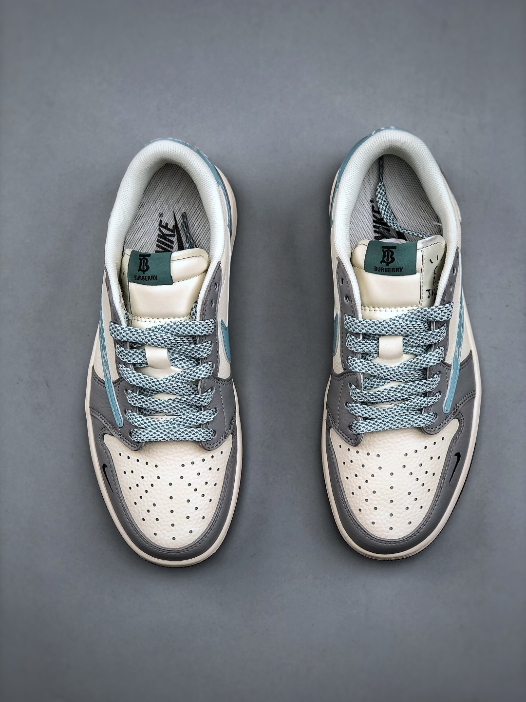 Travis Scott x Burberry Air Jordan 1 Low Grey Blue Reverse Swoosh Sneakers 6 cmp i1746565026971 9987 0 4