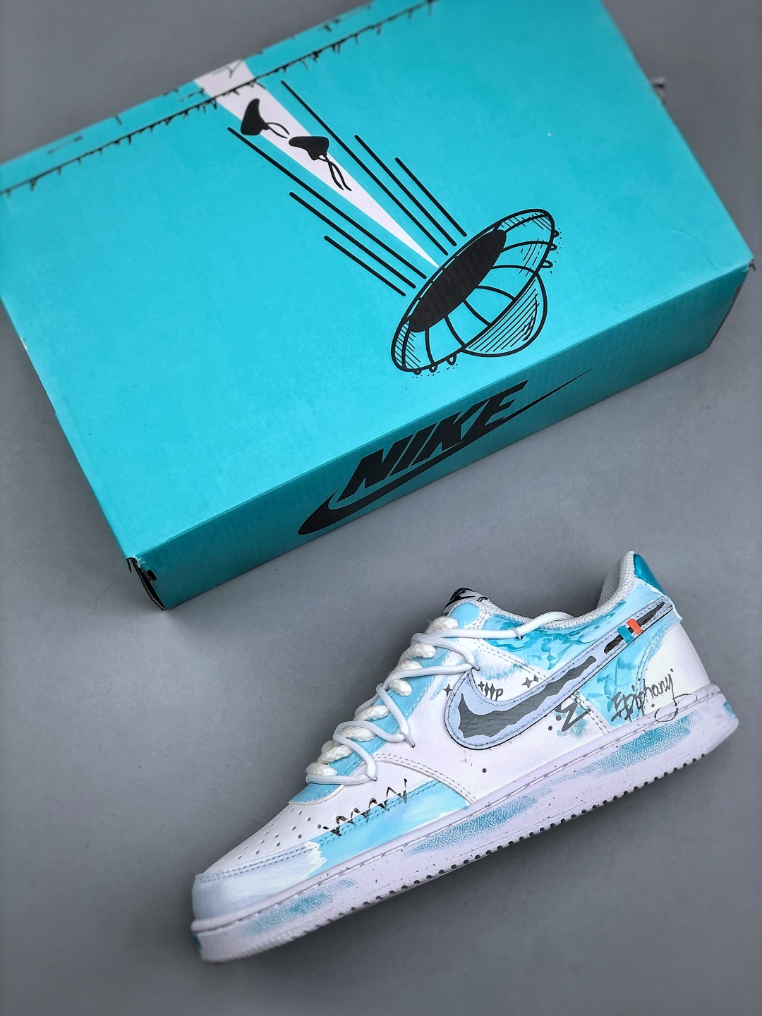 Nike Air Force 1 '07 Low White Blue Graffiti Sneakers DH2987-218 4 cmp i1746650160894 8382 0 2