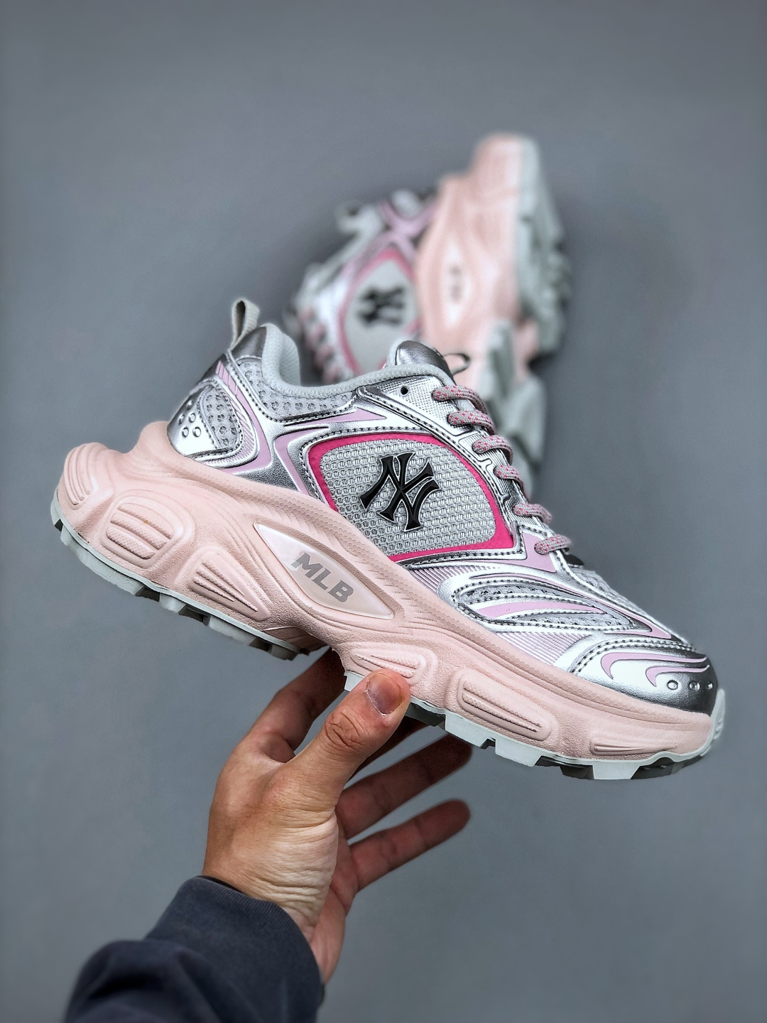 MLB Chunky Sneakers Women's Cyber Fashion Old Dad Shoes - Silver/Pink 5 cmp i1746737386020 5632 0 3