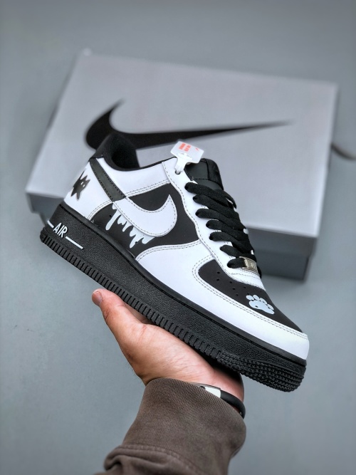 Nike Air Force 1 '07 Low Custom Anime Sneakers - Black/White 1 Nike Air Force 1 '07 Low Custom Anime Sneakers - Black/White