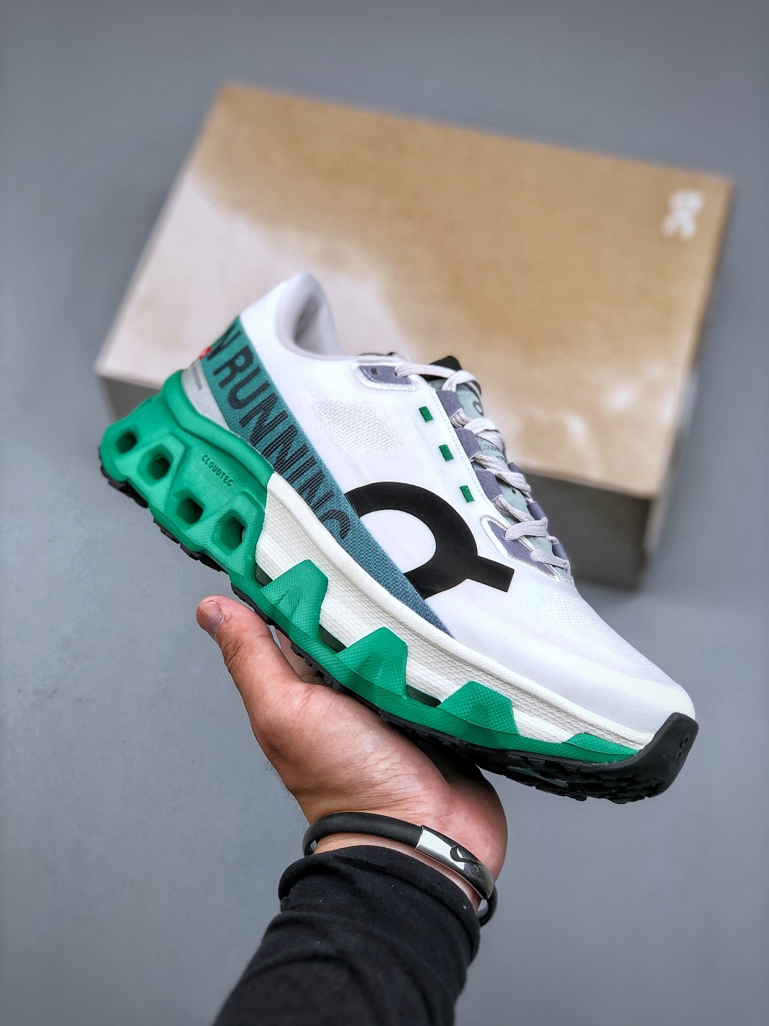 On Cloudmonster Hyper White/Green Running Shoes - Breathable & Lightweight 2 cmp i1746911327468 9220 0 0