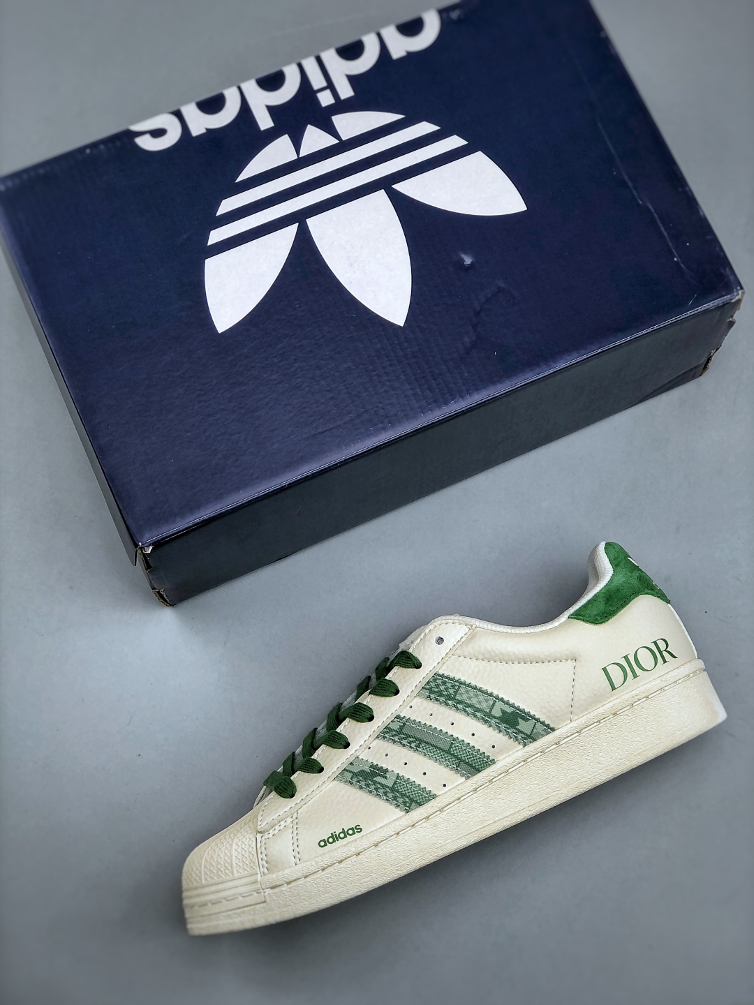 Adidas Originals Superstar Dior Collab White Green Classic Shell Toe Sneakers 4 cmp i1746912206376 7205 0 2