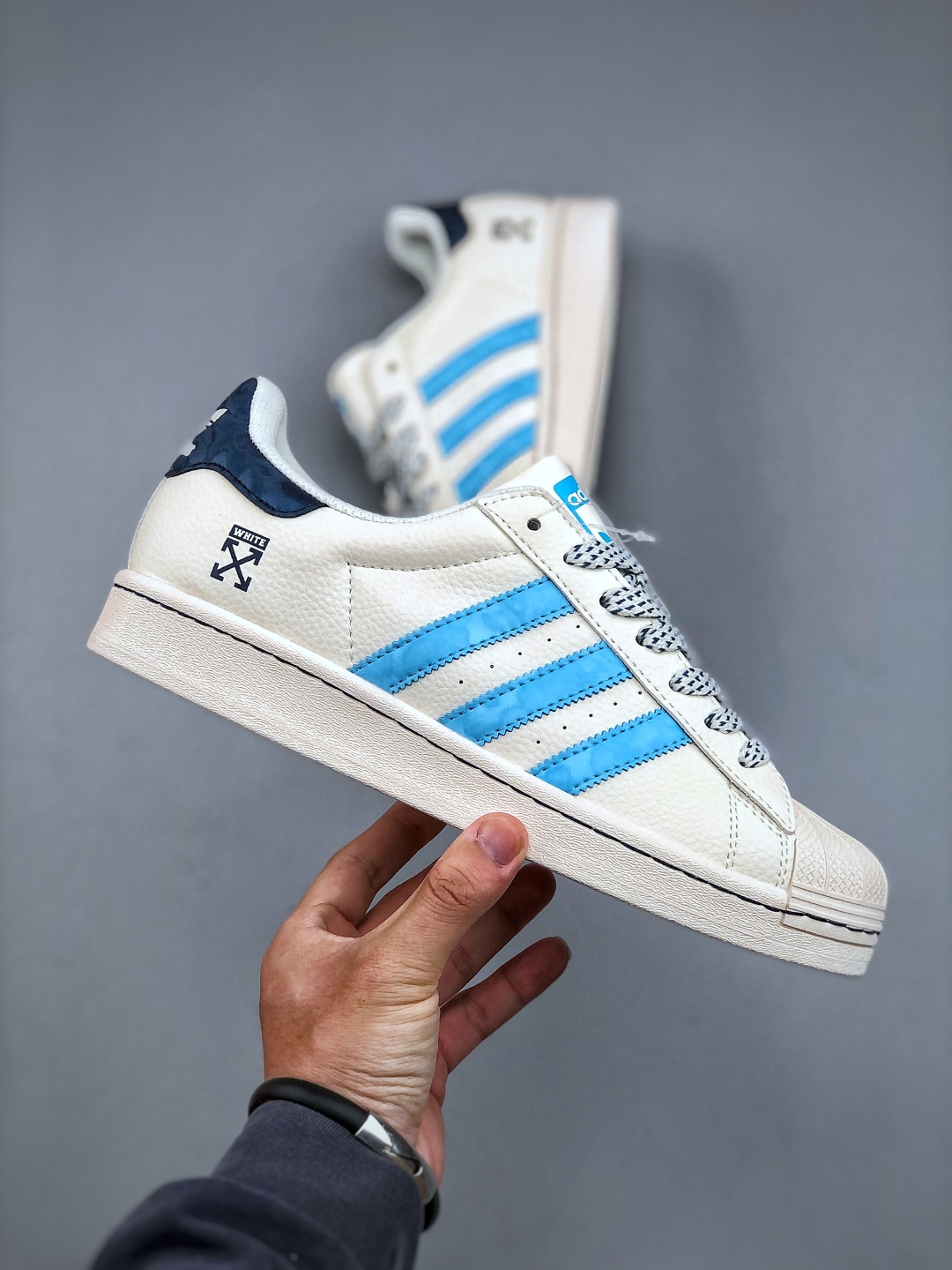 Adidas Originals Superstar x Off-White Blue Accents Premium Leather Sneakers 5 cmp i1747084707150 8522 0 3