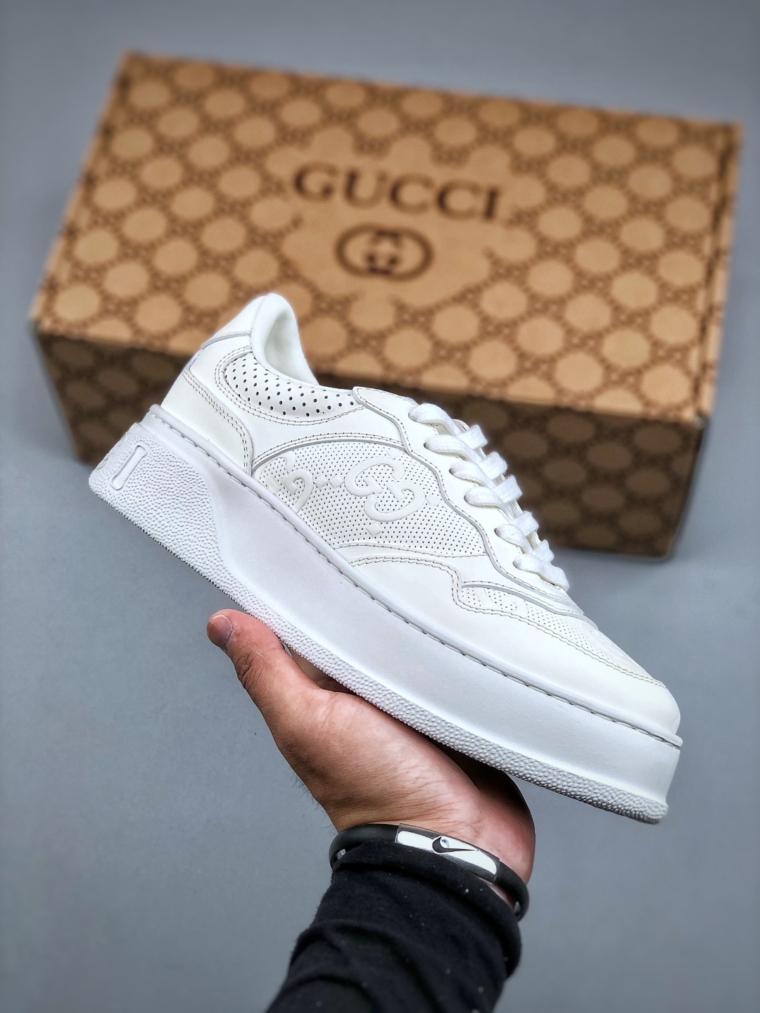 Gucci2025全新升级版GG情侣款厚底鞋饼干鞋小白鞋运动鞋平板鞋